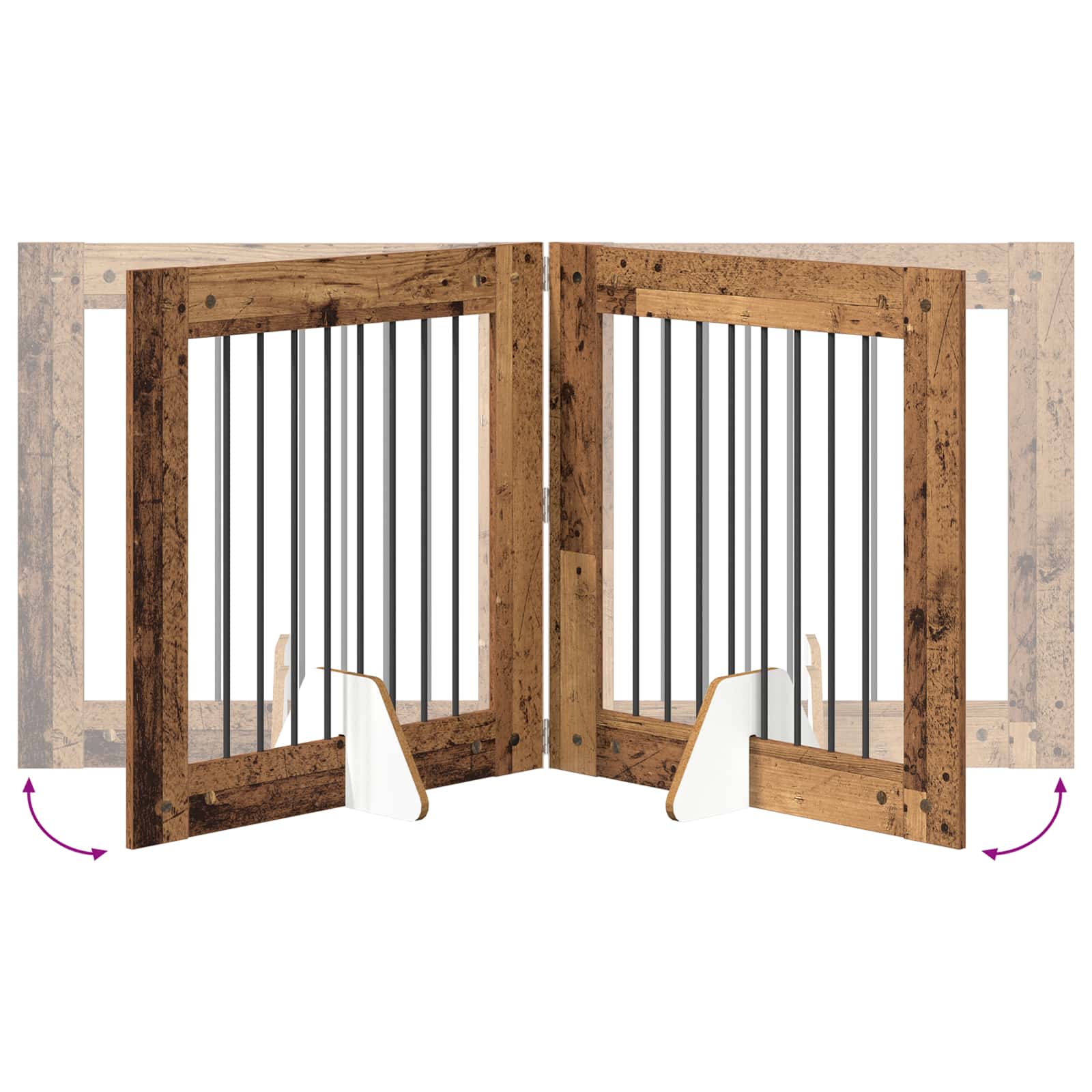 vidaXL Foldable Dog Gate with Stands 4 pcs Old Wood 321 cm 6