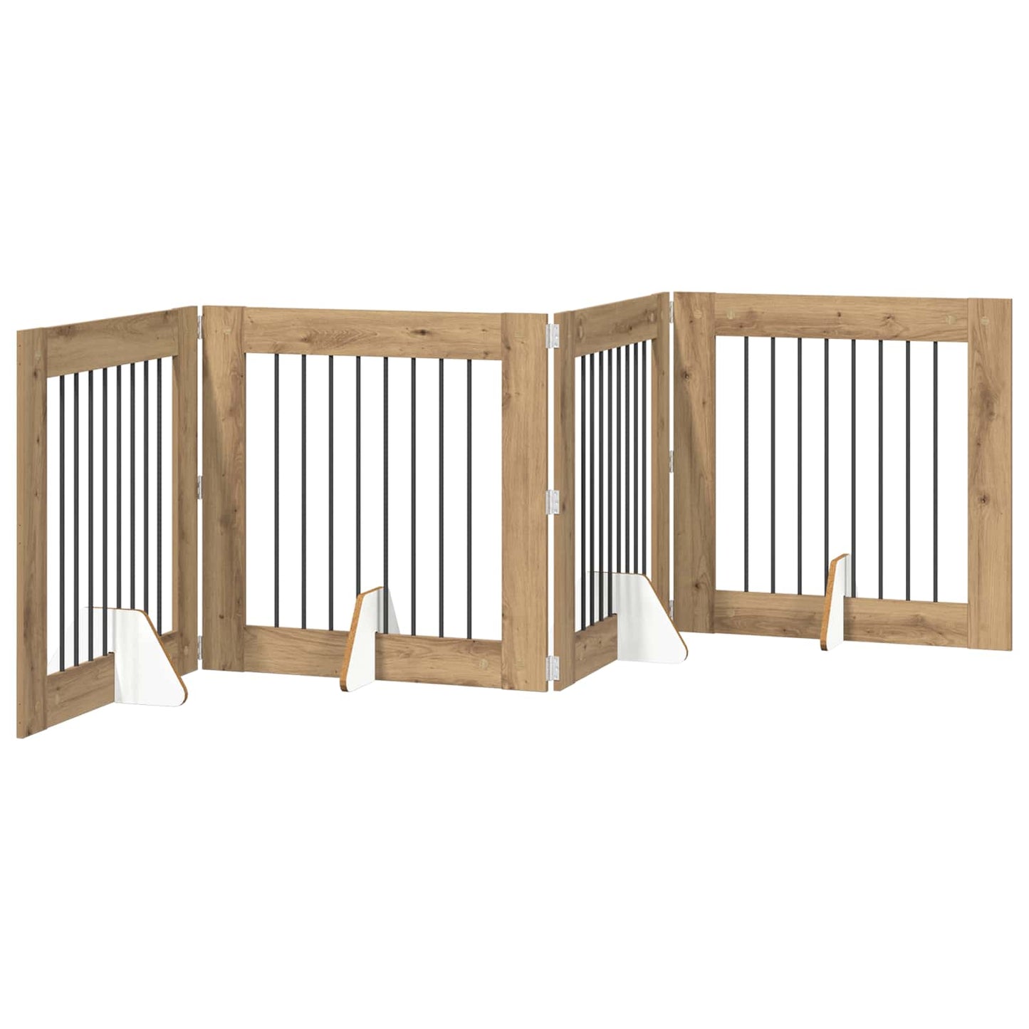 vidaXL Foldable Dog Gate with Stands 4 pcs Artisan Oak 321 cm 2