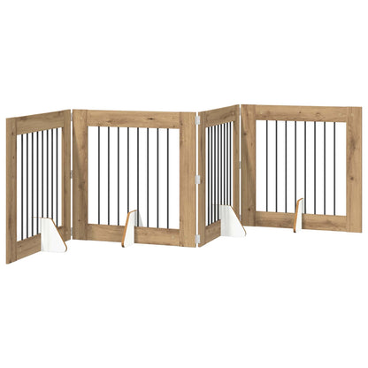 vidaXL Foldable Dog Gate with Stands 4 pcs Artisan Oak 321 cm 2