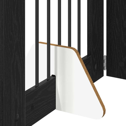 vidaXL Foldable Dog Gate with Stands 4 pcs Black Oak 241 cm 5