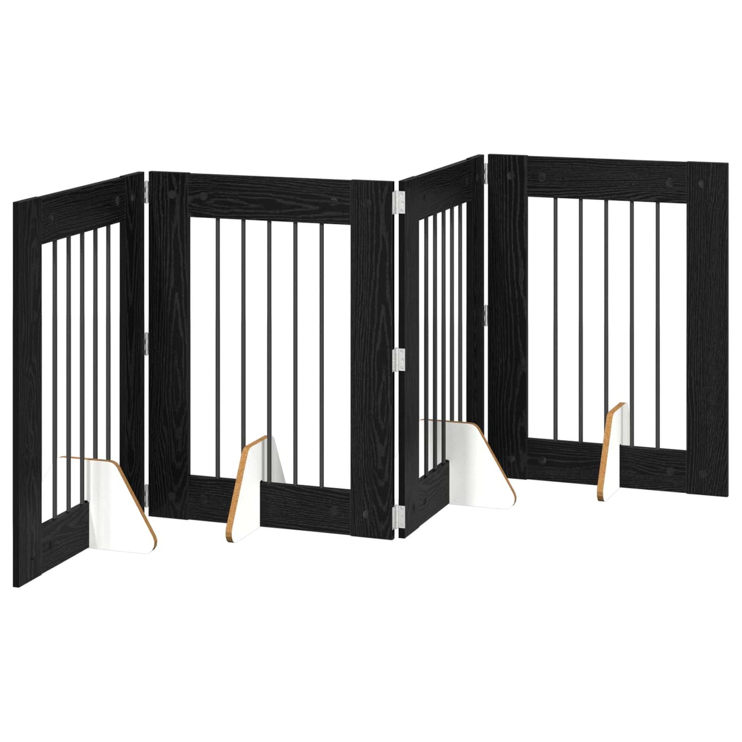 vidaXL Foldable Dog Gate with Stands 4 pcs Black Oak 241 cm 2