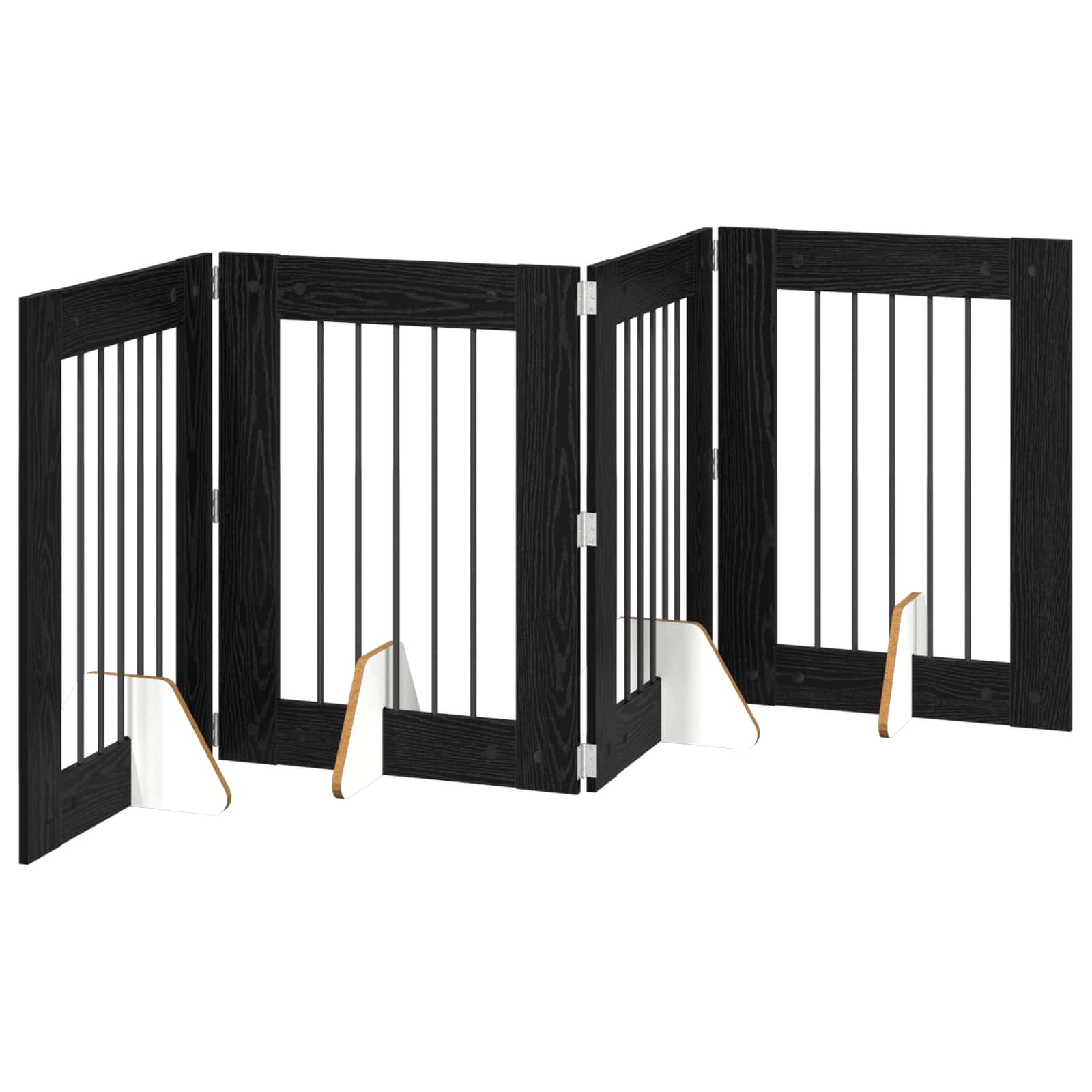 vidaXL Foldable Dog Gate with Stands 4 pcs Black Oak 241 cm 2