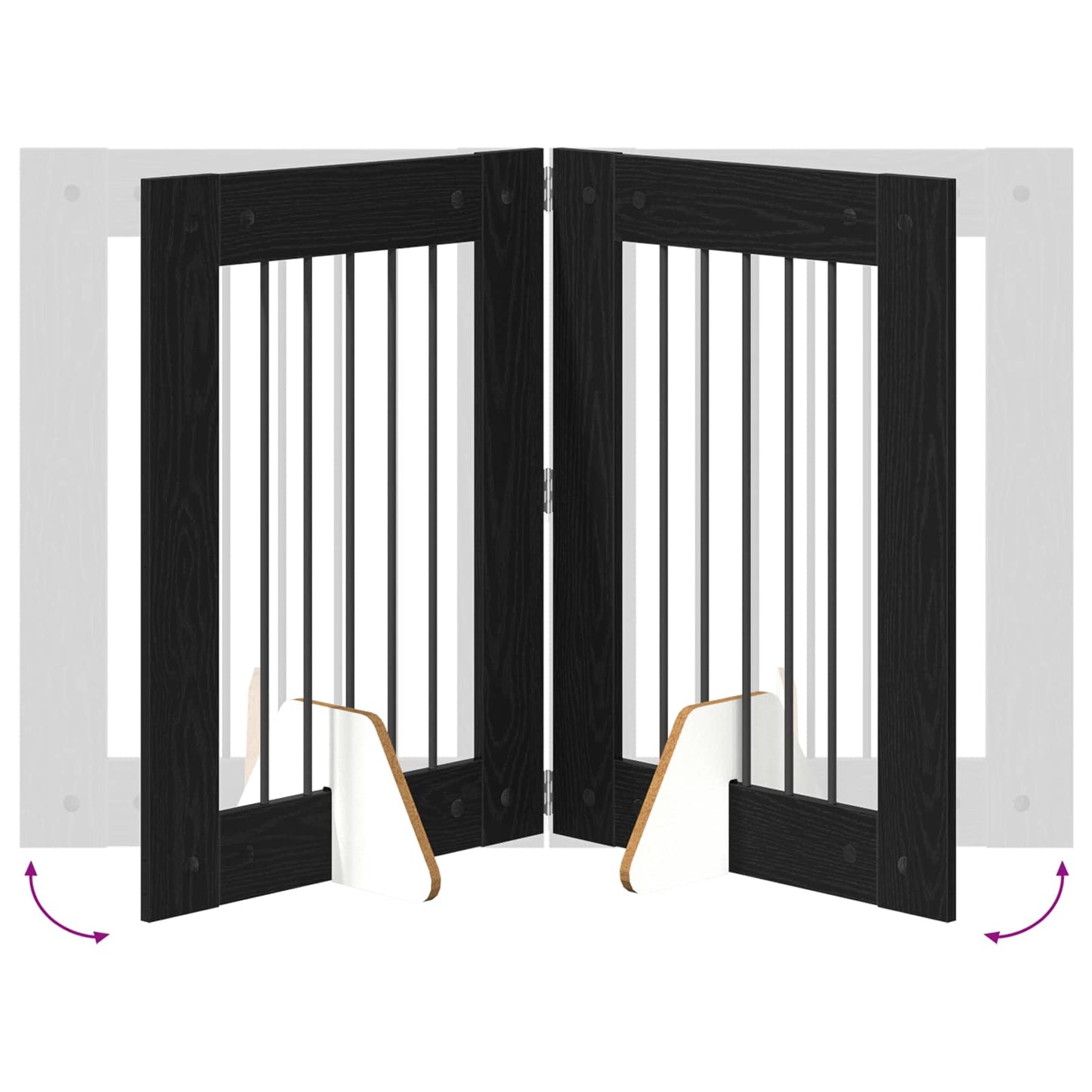 vidaXL Foldable Dog Gate with Stands 4 pcs Black Oak 241 cm 6