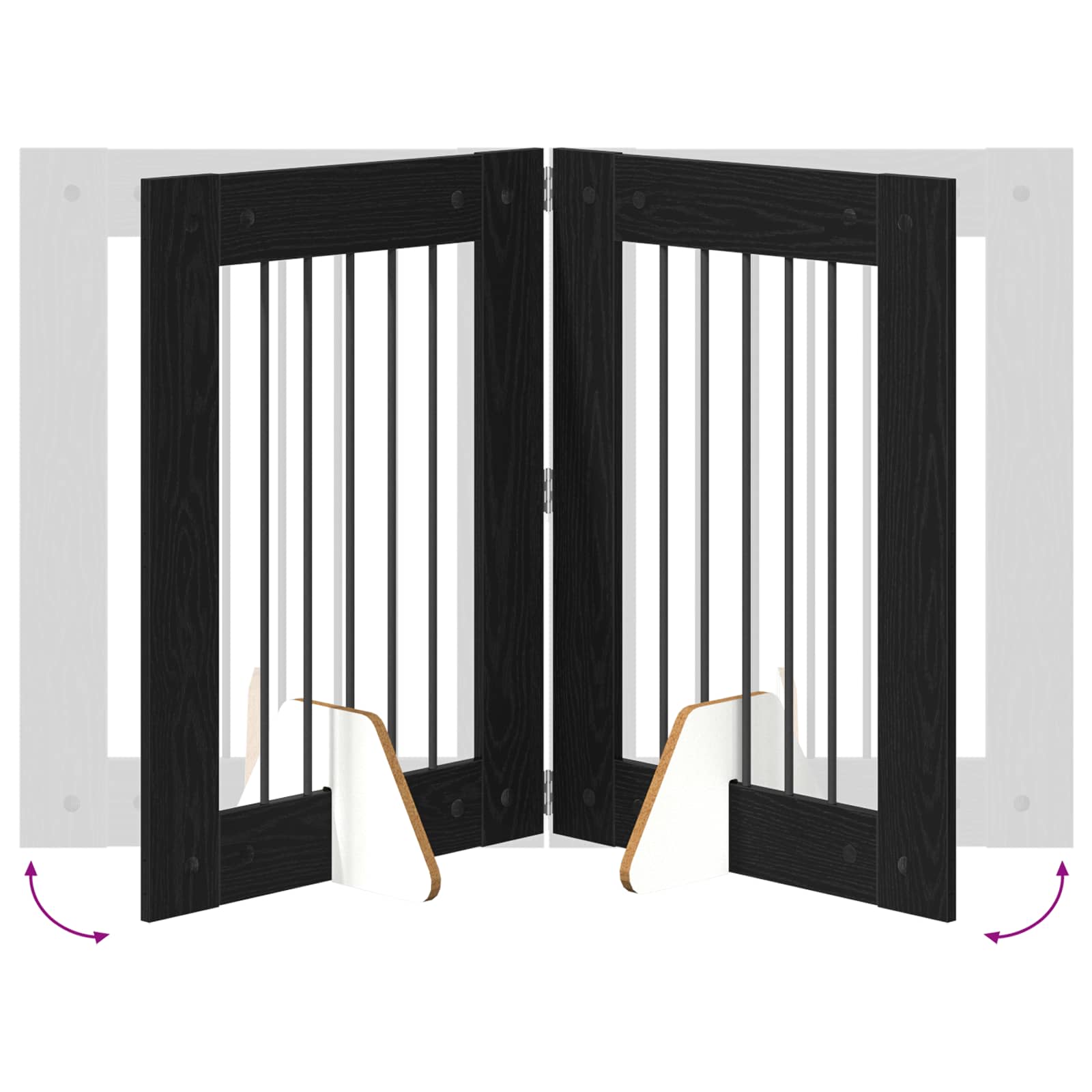 vidaXL Foldable Dog Gate with Stands 4 pcs Black Oak 241 cm 6