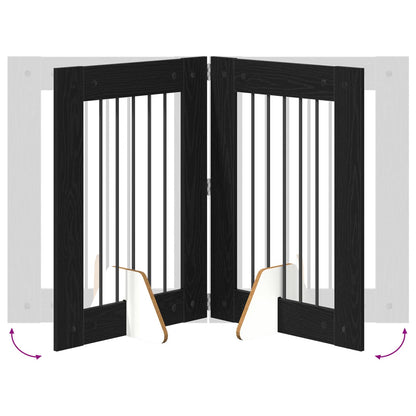 vidaXL Foldable Dog Gate with Stands 4 pcs Black Oak 241 cm 6