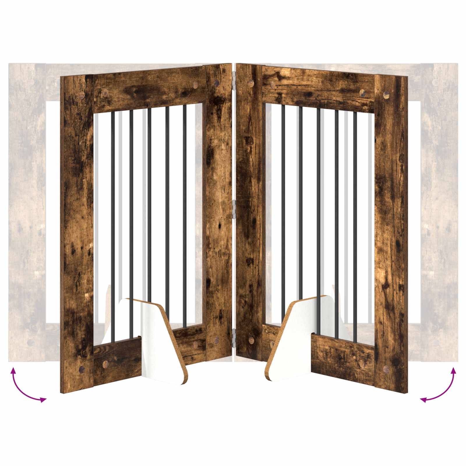 vidaXL Foldable Dog Gate with Stands 4 pcs Smoked Oak 241 cm 6