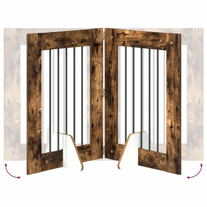 vidaXL Foldable Dog Gate with Stands 4 pcs Smoked Oak 241 cm 6