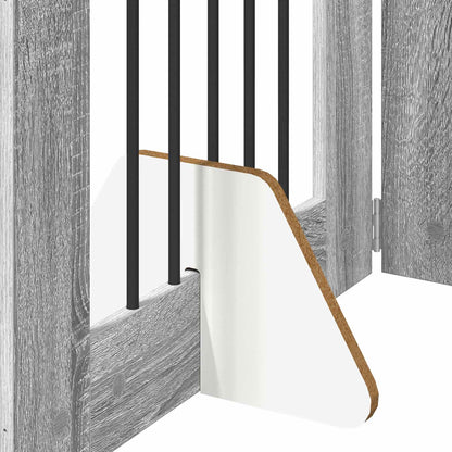 vidaXL Foldable Dog Gate with Stands 4 pcs Grey Sonoma 241 cm 5