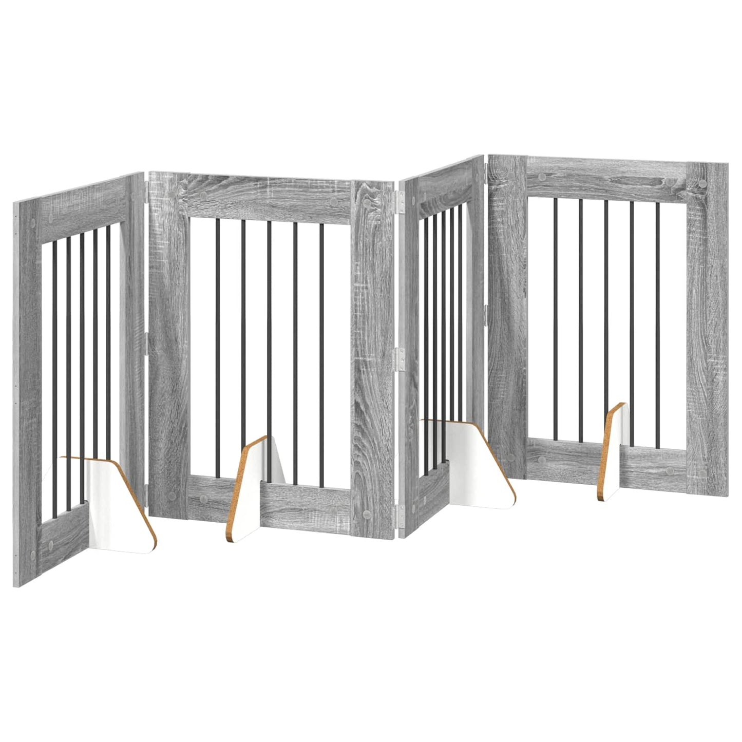 vidaXL Foldable Dog Gate with Stands 4 pcs Grey Sonoma 241 cm 2