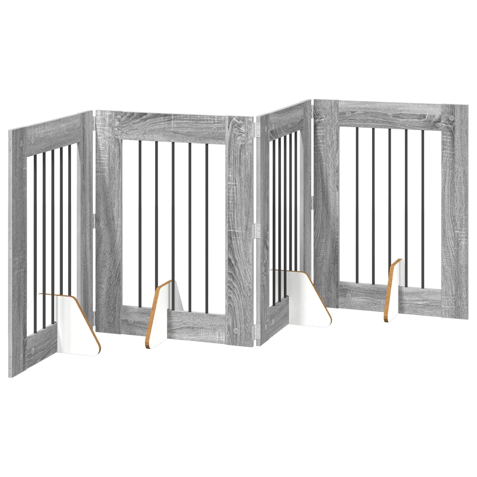vidaXL Foldable Dog Gate with Stands 4 pcs Grey Sonoma 241 cm 2