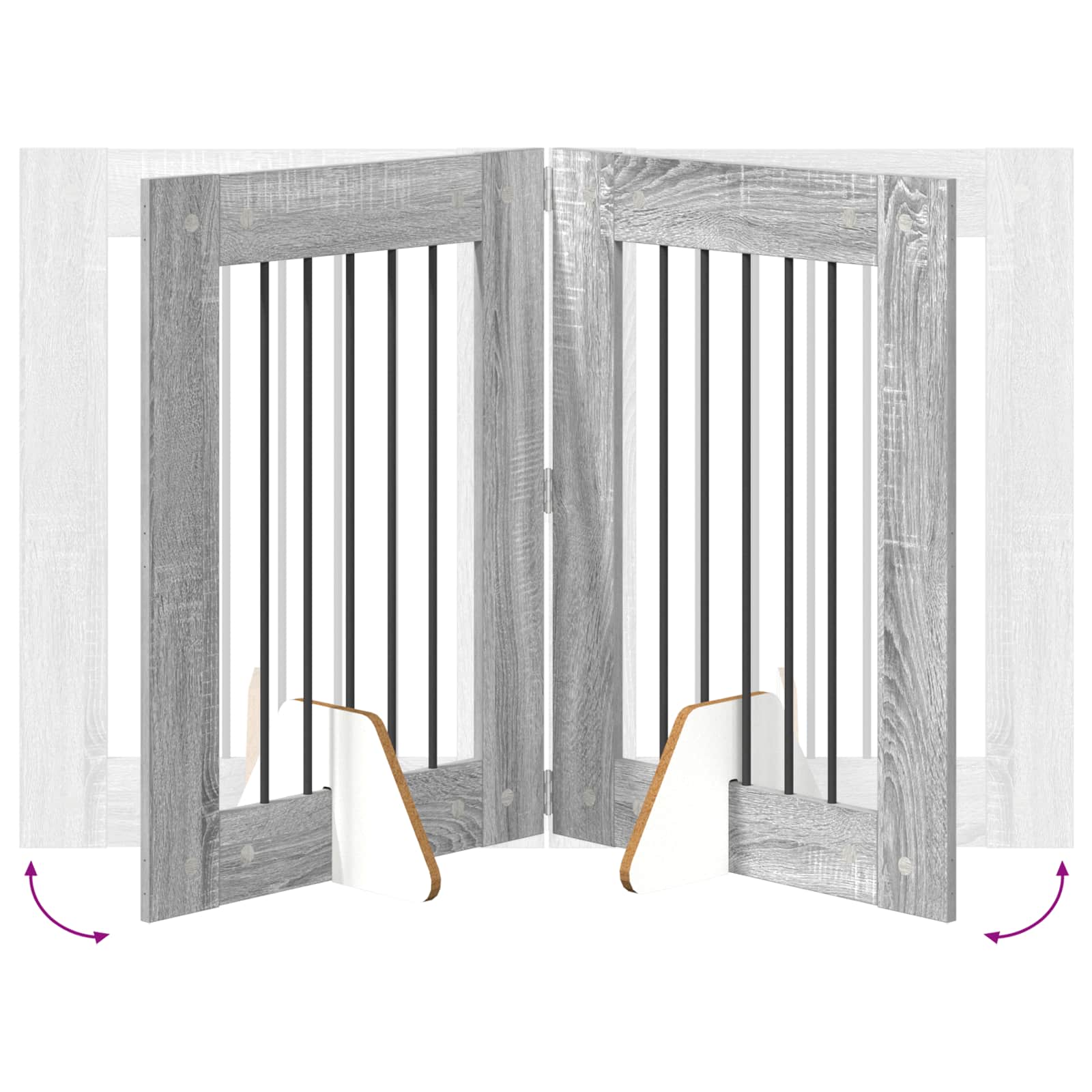 vidaXL Foldable Dog Gate with Stands 4 pcs Grey Sonoma 241 cm 6