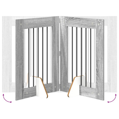 vidaXL Foldable Dog Gate with Stands 4 pcs Grey Sonoma 241 cm 6