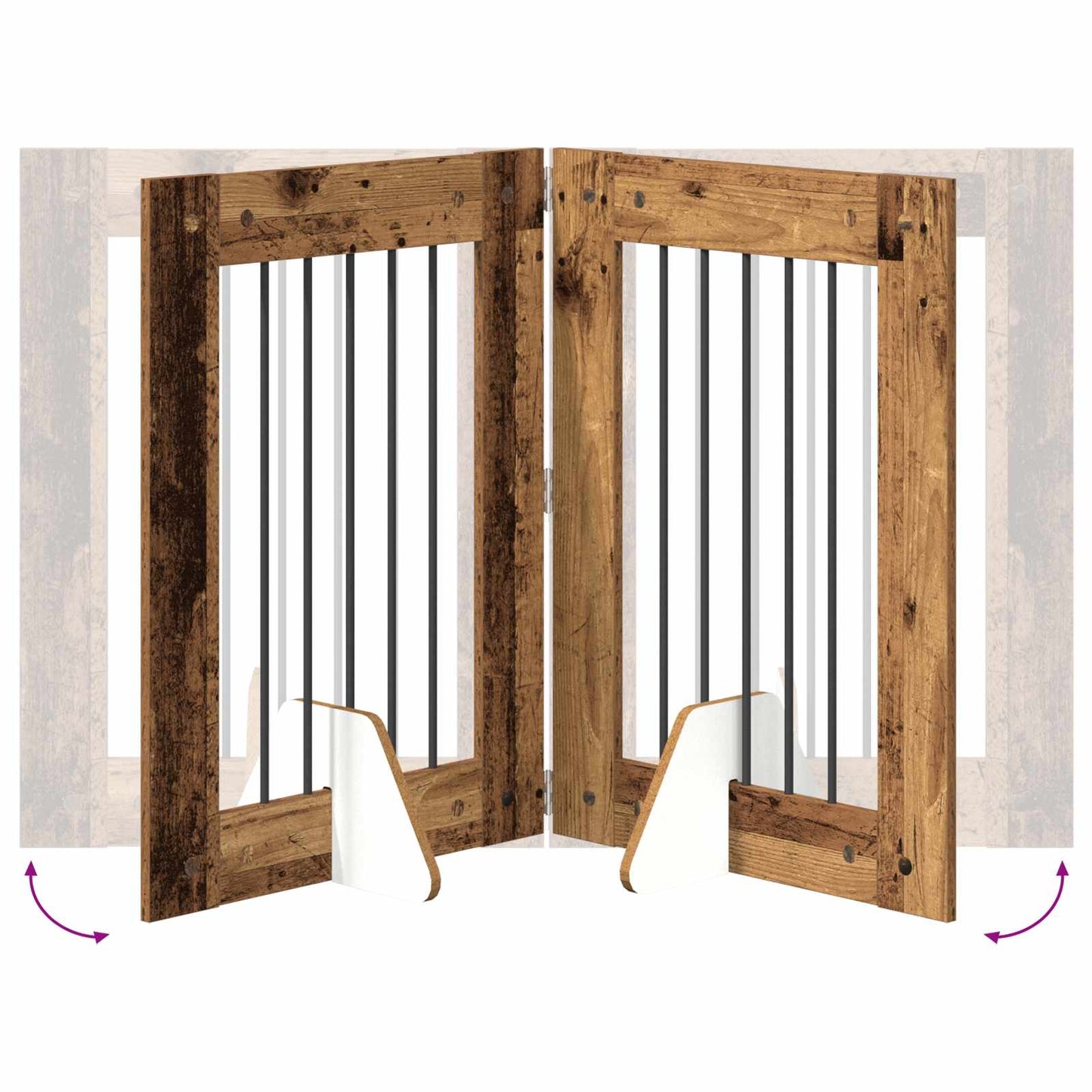 vidaXL Foldable Dog Gate with Stands 4 pcs Old Wood 241 cm 6