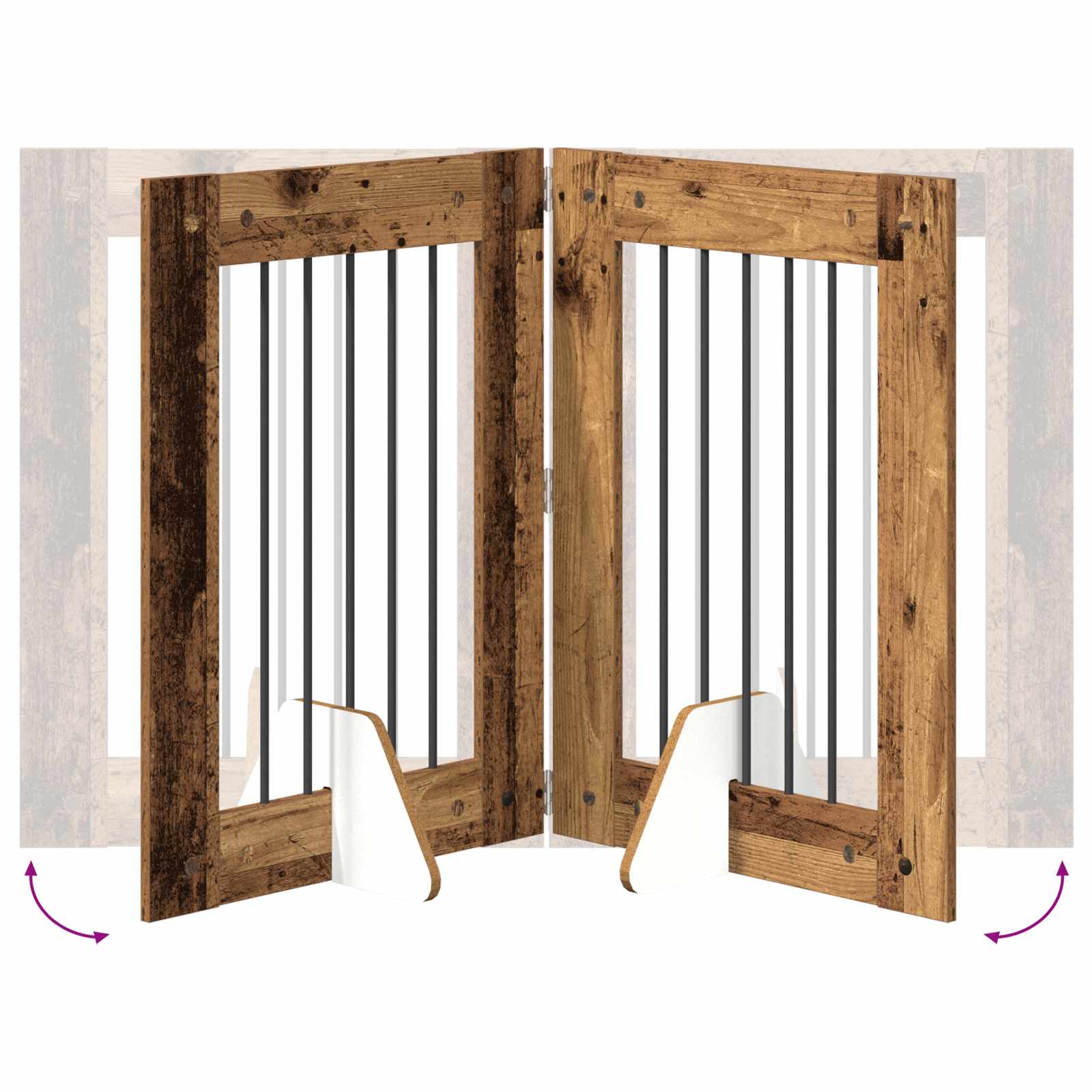 vidaXL Foldable Dog Gate with Stands 4 pcs Old Wood 241 cm 6