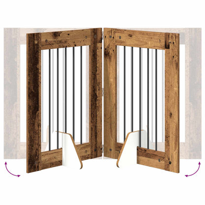 vidaXL Foldable Dog Gate with Stands 4 pcs Old Wood 241 cm 6