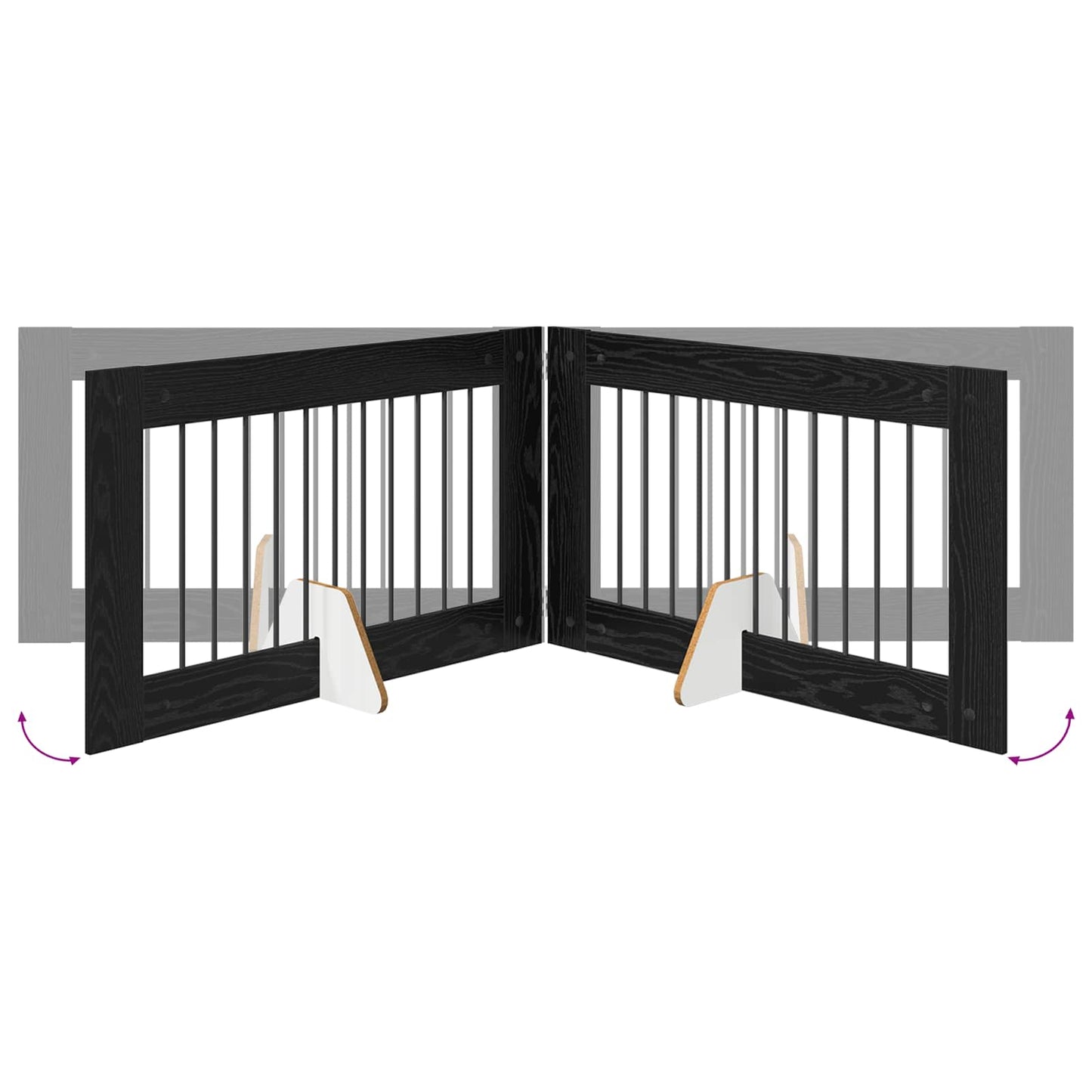 vidaXL Foldable Dog Gate with Stands 4 pcs Black Oak 401 cm 6