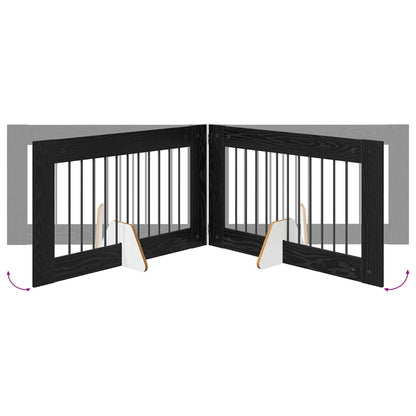 vidaXL Foldable Dog Gate with Stands 4 pcs Black Oak 401 cm 6