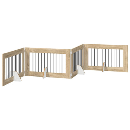 vidaXL Foldable Dog Gate with Stands 4 pcs Sonoma Oak 401 cm 2