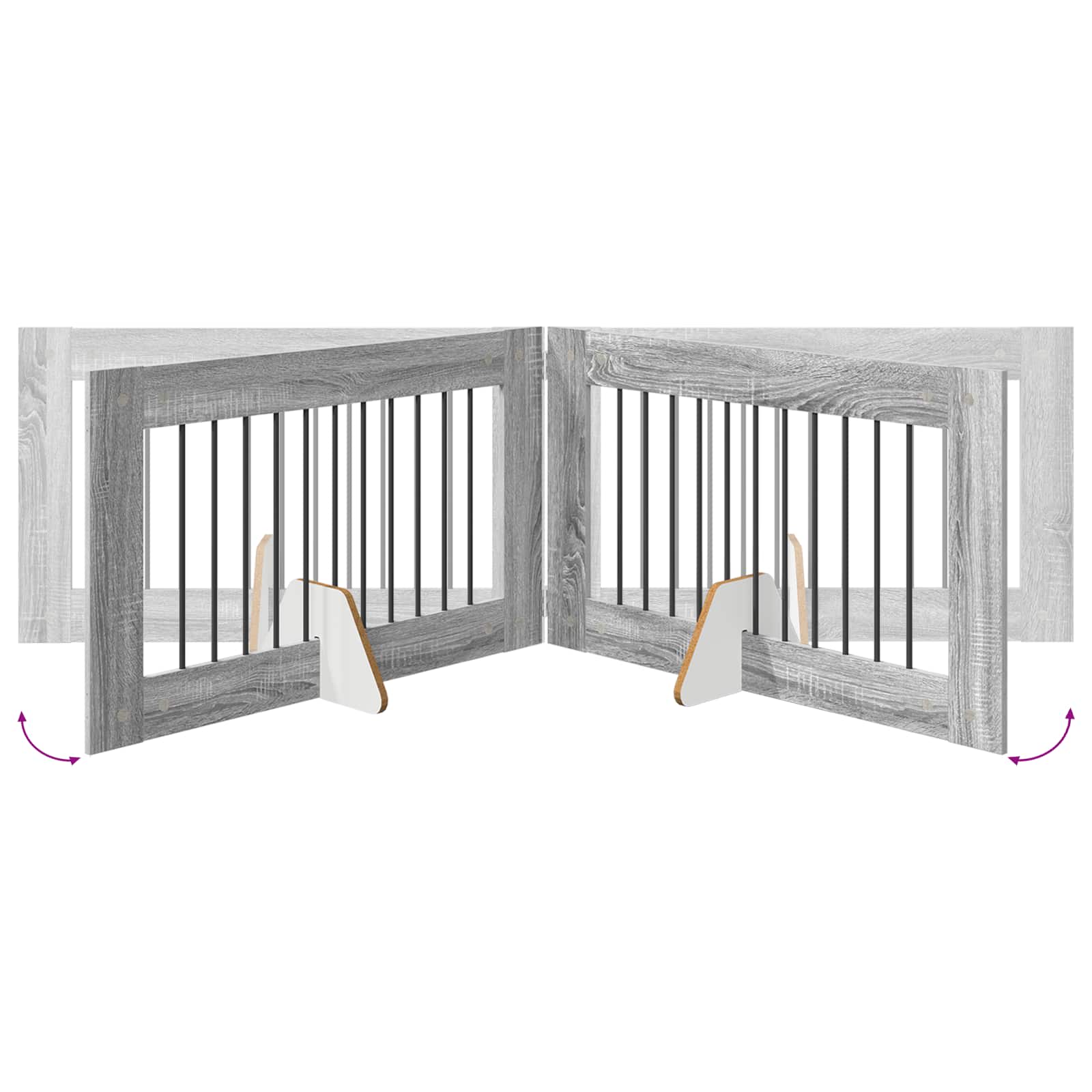 vidaXL Foldable Dog Gate with Stands 4 pcs Grey Sonoma 401 cm 6