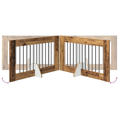 vidaXL Foldable Dog Gate with Stands 4 pcs Old Wood 401 cm 6