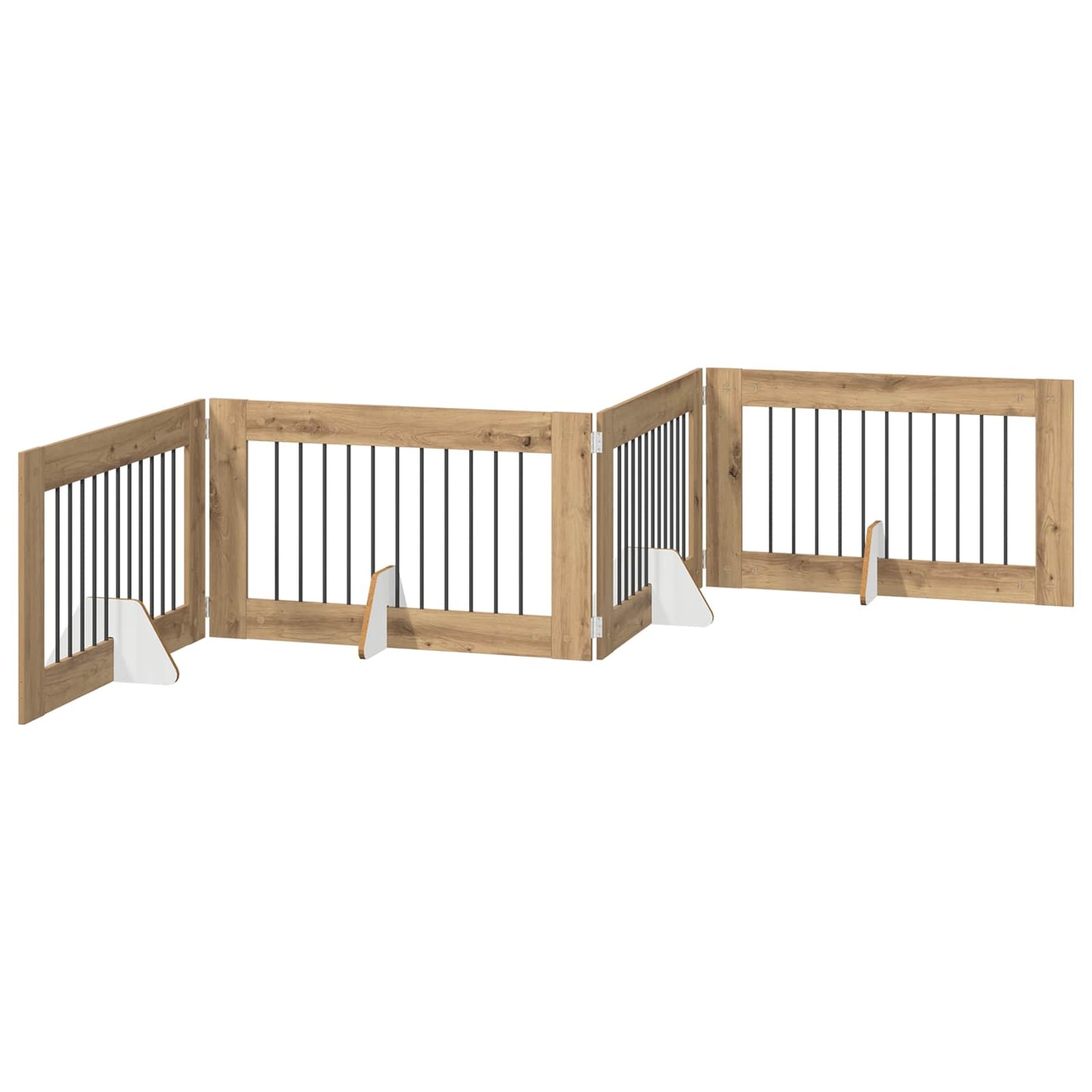 vidaXL Foldable Dog Gate with Stands 4 pcs Artisan Oak 401 cm 2