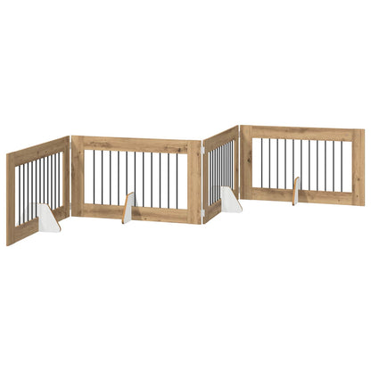 vidaXL Foldable Dog Gate with Stands 4 pcs Artisan Oak 401 cm 2
