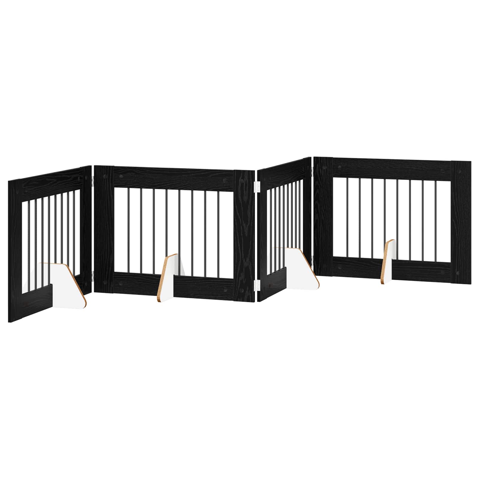 vidaXL Foldable Dog Gate with Stands 4 pcs Black Oak 321 cm 2