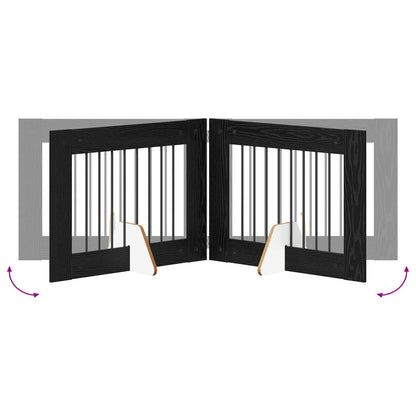 vidaXL Foldable Dog Gate with Stands 4 pcs Black Oak 321 cm 6