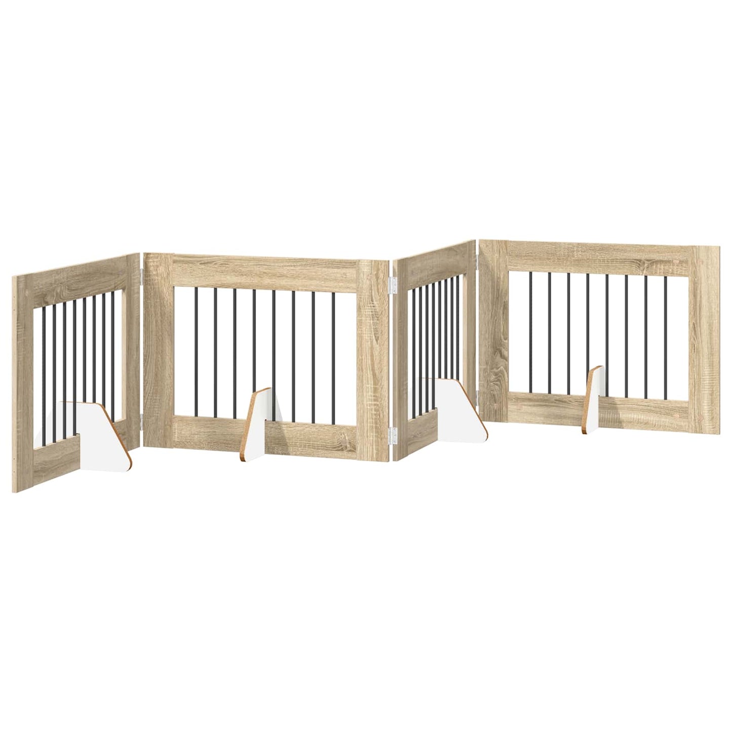 vidaXL Foldable Dog Gate with Stands 4 pcs Sonoma Oak 321 cm 2