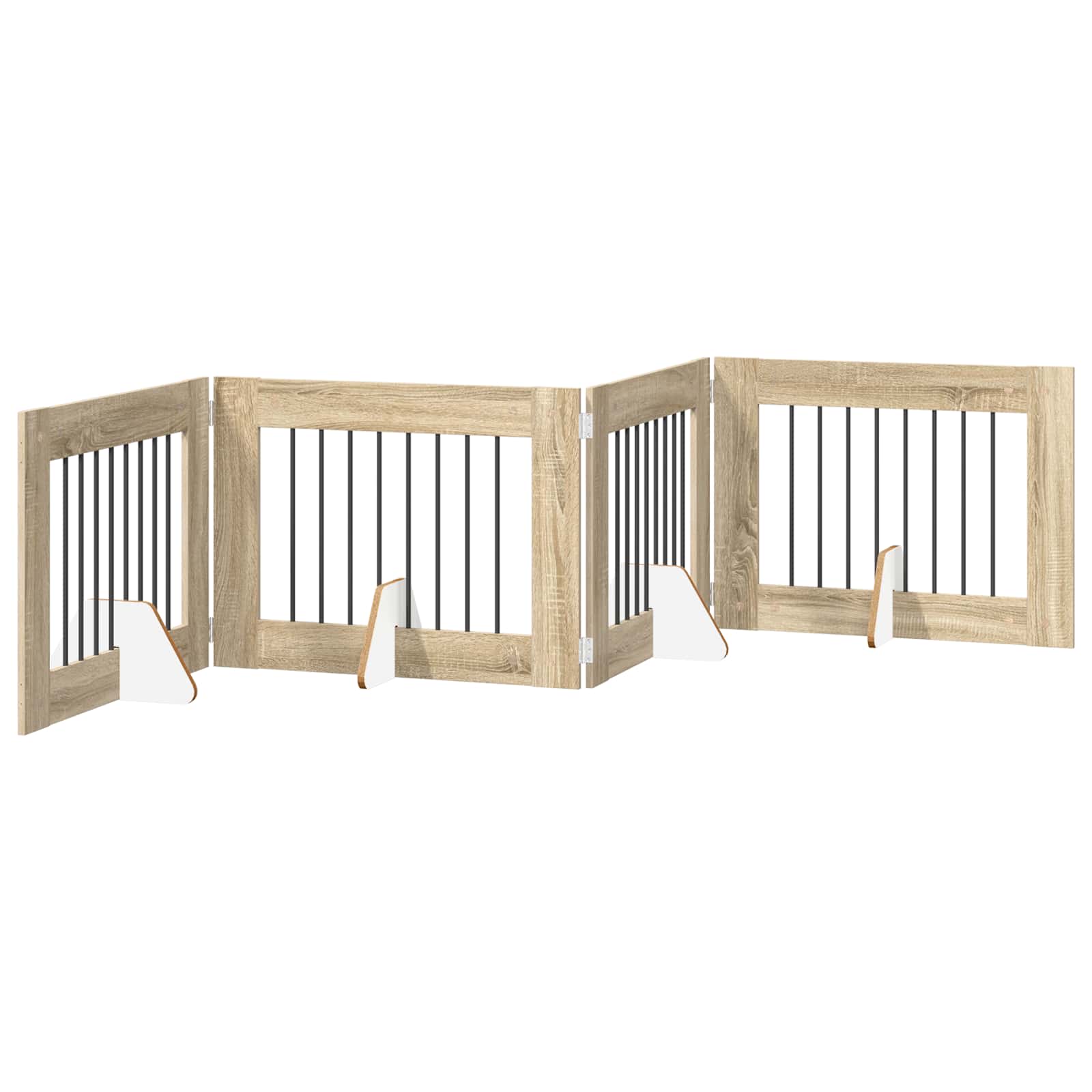 vidaXL Foldable Dog Gate with Stands 4 pcs Sonoma Oak 321 cm 2