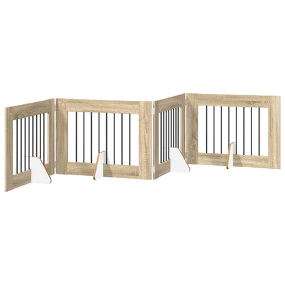 vidaXL Foldable Dog Gate with Stands 4 pcs Sonoma Oak 321 cm 2