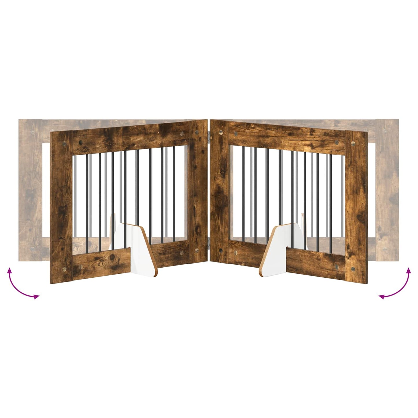 vidaXL Foldable Dog Gate with Stands 4 pcs Smoked Oak 321 cm 6