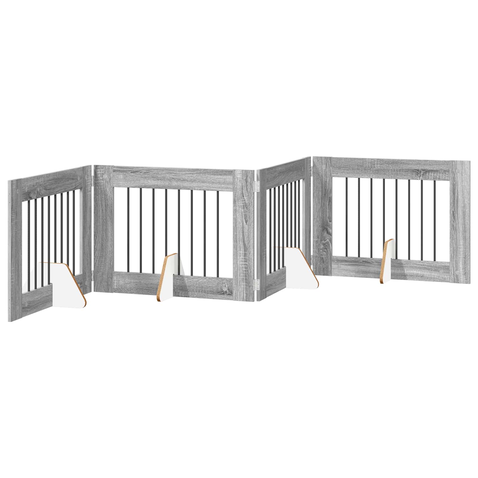 vidaXL Foldable Dog Gate with Stands 4 pcs Grey Sonoma 321 cm 2