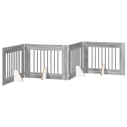vidaXL Foldable Dog Gate with Stands 4 pcs Grey Sonoma 321 cm 2