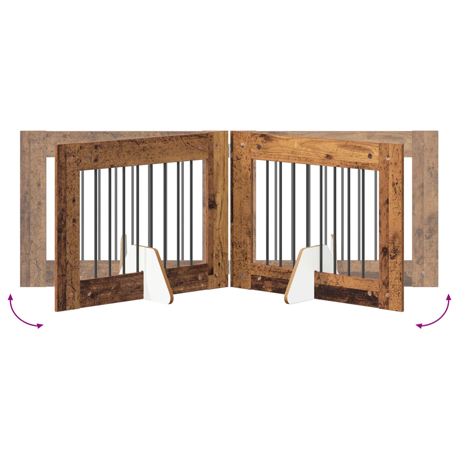 vidaXL Foldable Dog Gate with Stands 4 pcs Old Wood 321 cm 6