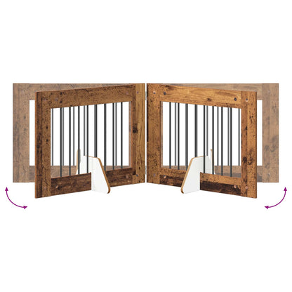 vidaXL Foldable Dog Gate with Stands 4 pcs Old Wood 321 cm 6