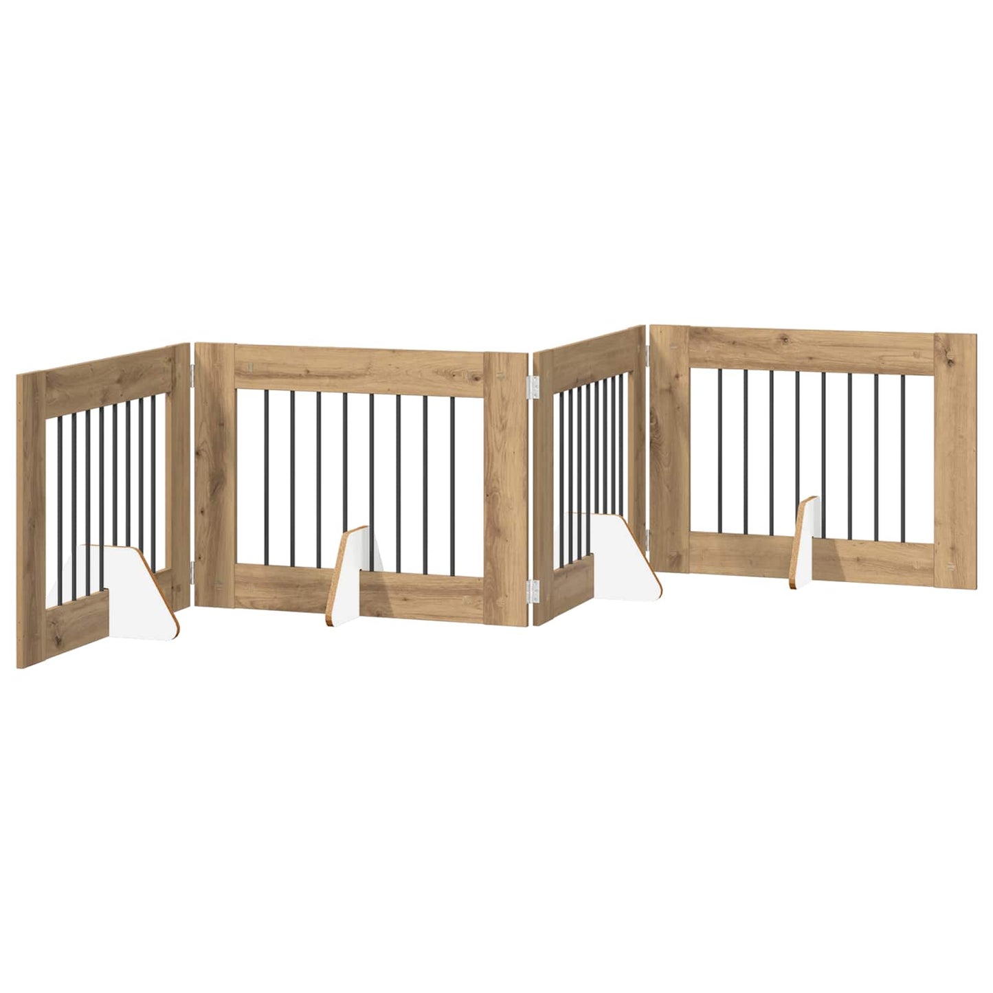 vidaXL Foldable Dog Gate with Stands 4 pcs Artisan Oak 321 cm 2