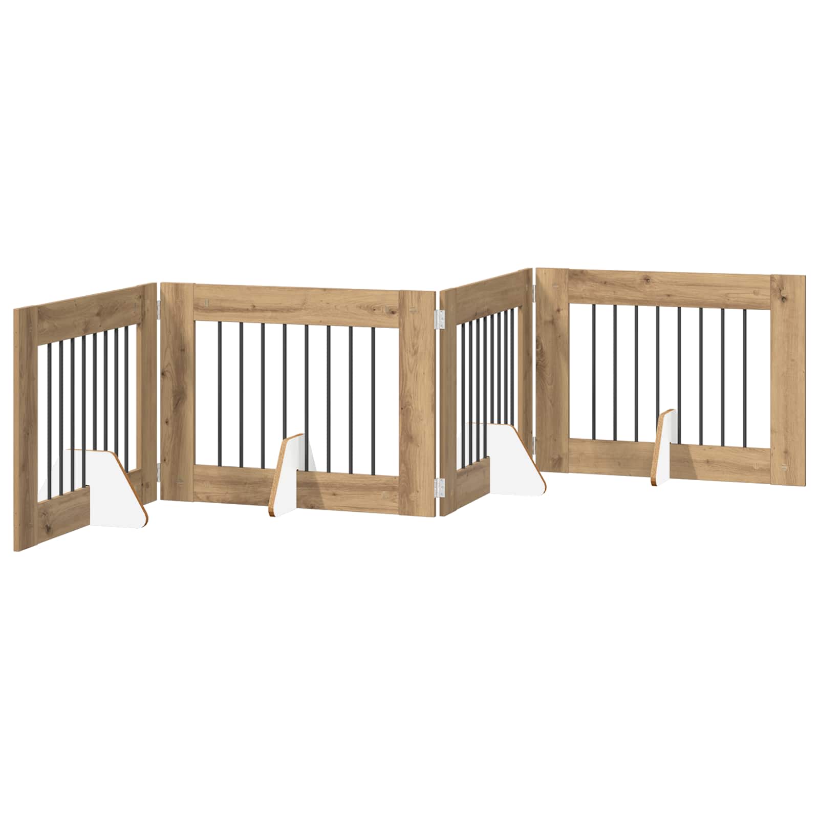 vidaXL Foldable Dog Gate with Stands 4 pcs Artisan Oak 321 cm 2