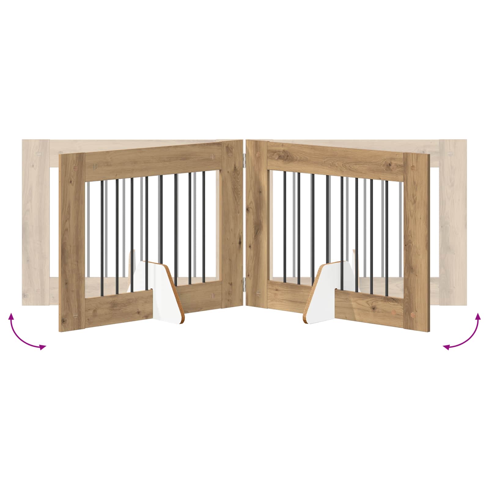 vidaXL Foldable Dog Gate with Stands 4 pcs Artisan Oak 321 cm 6