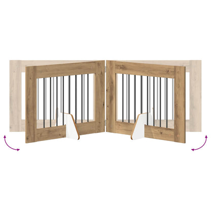 vidaXL Foldable Dog Gate with Stands 4 pcs Artisan Oak 321 cm 6