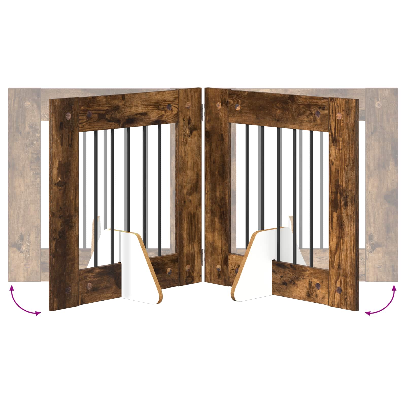 vidaXL Foldable Dog Gate with Stands 4 pcs Smoked Oak 241 cm 6