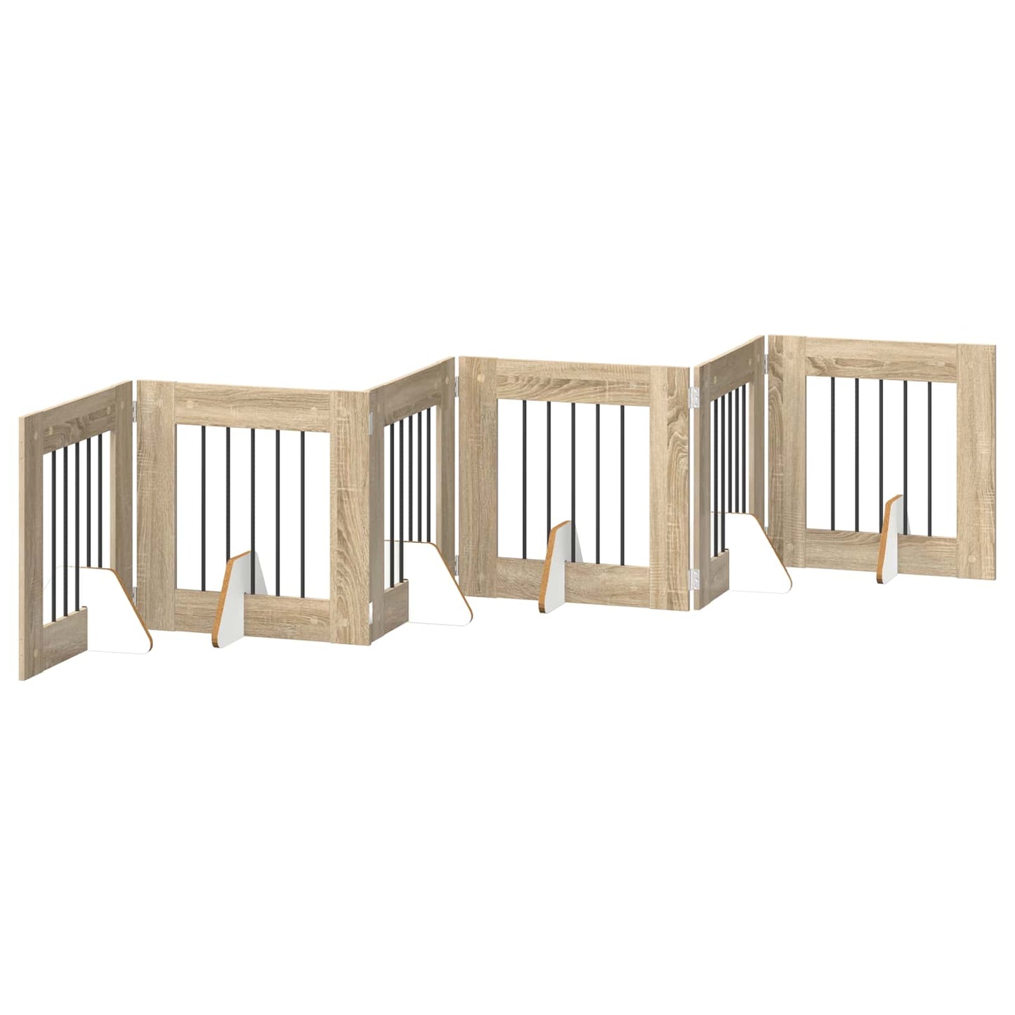 vidaXL Foldable Dog Gate with Stands 6 pcs Sonoma Oak 362 cm 2