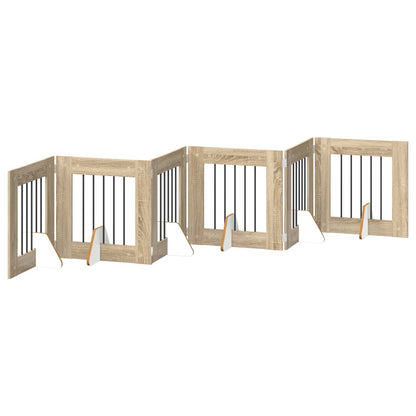 vidaXL Foldable Dog Gate with Stands 6 pcs Sonoma Oak 362 cm 2