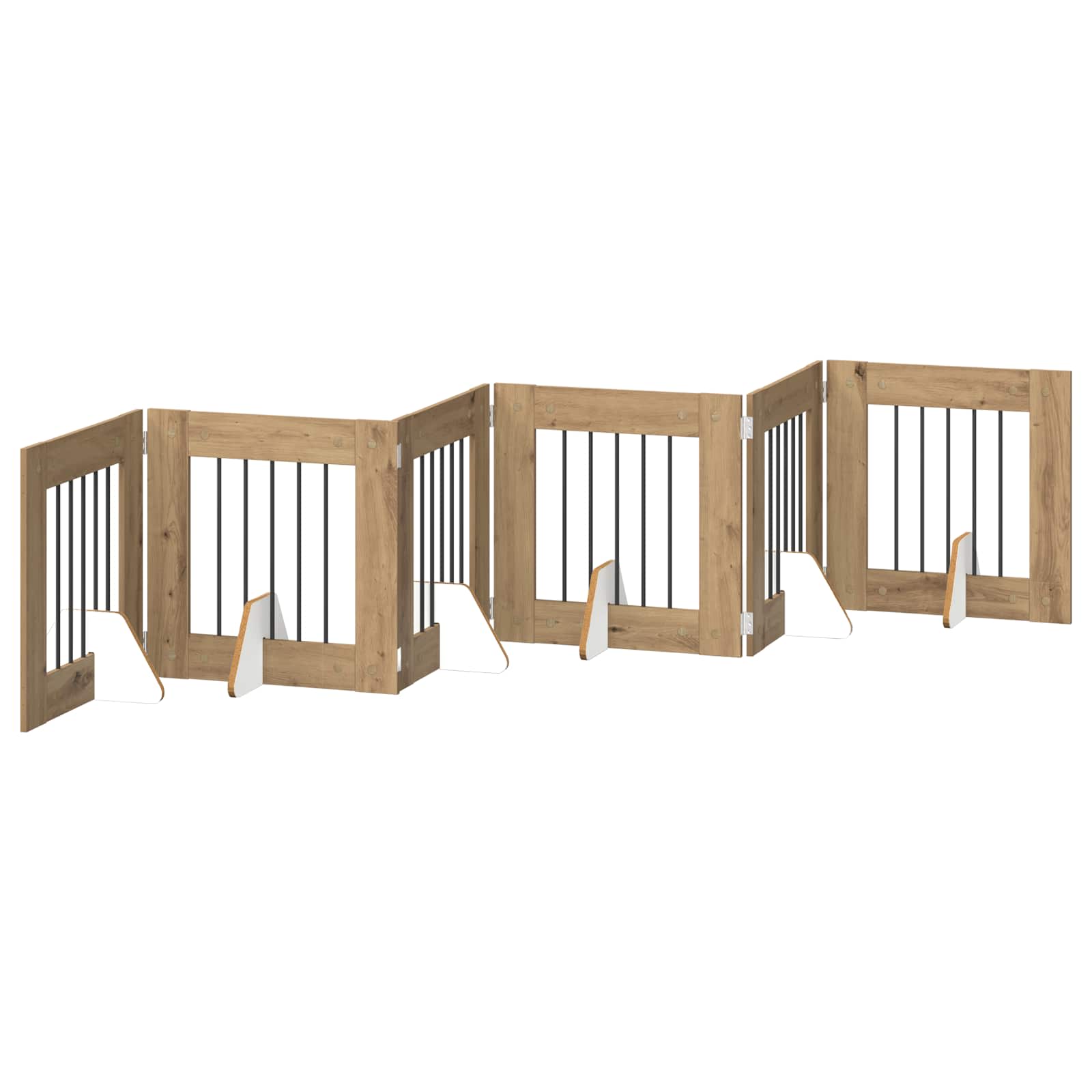 vidaXL Foldable Dog Gate with Stands 6 pcs Artisan Oak 362 cm 2