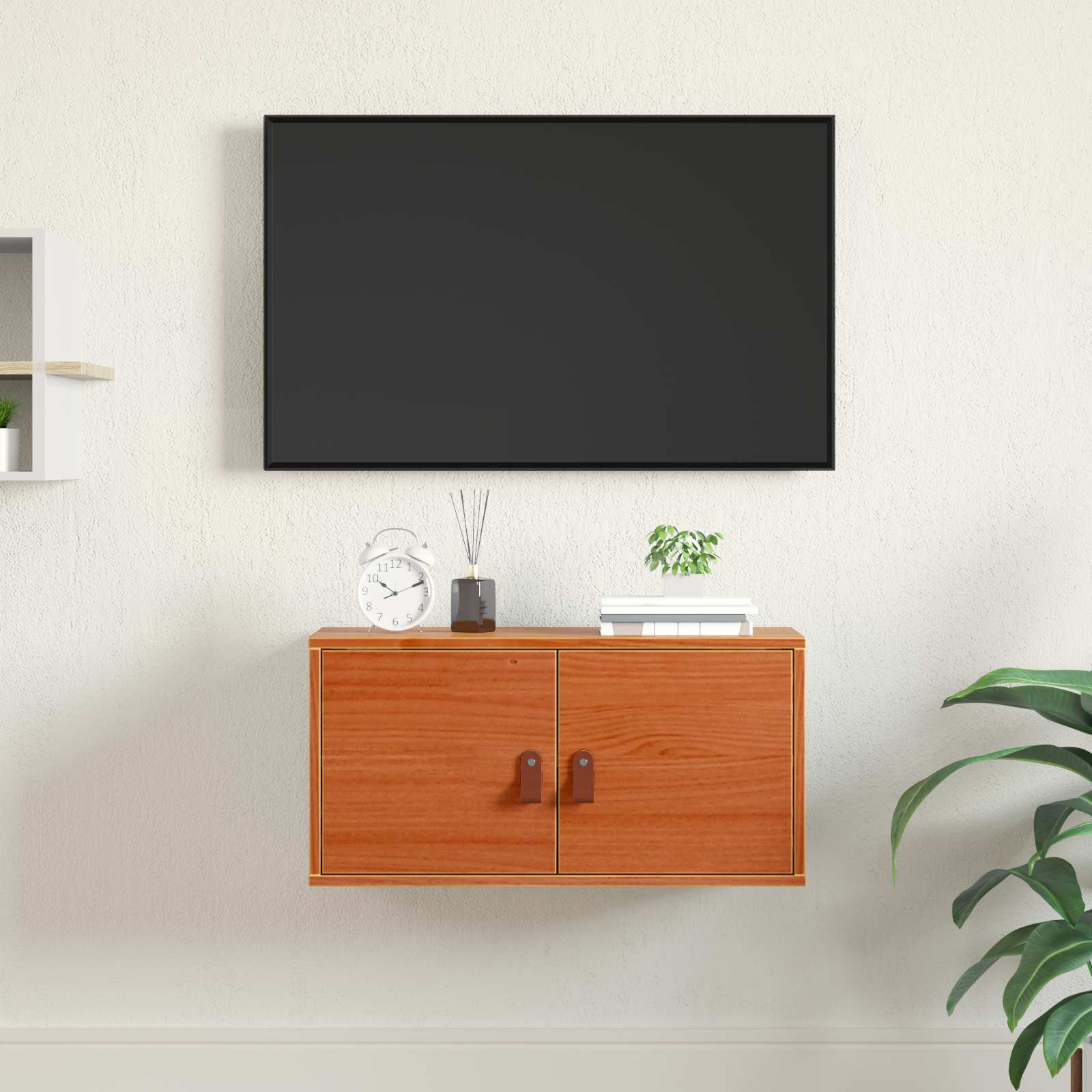 vidaXL Wall Cabinet Wax Brown 60 x 30 x 30 cm Solid Pine Wood 1