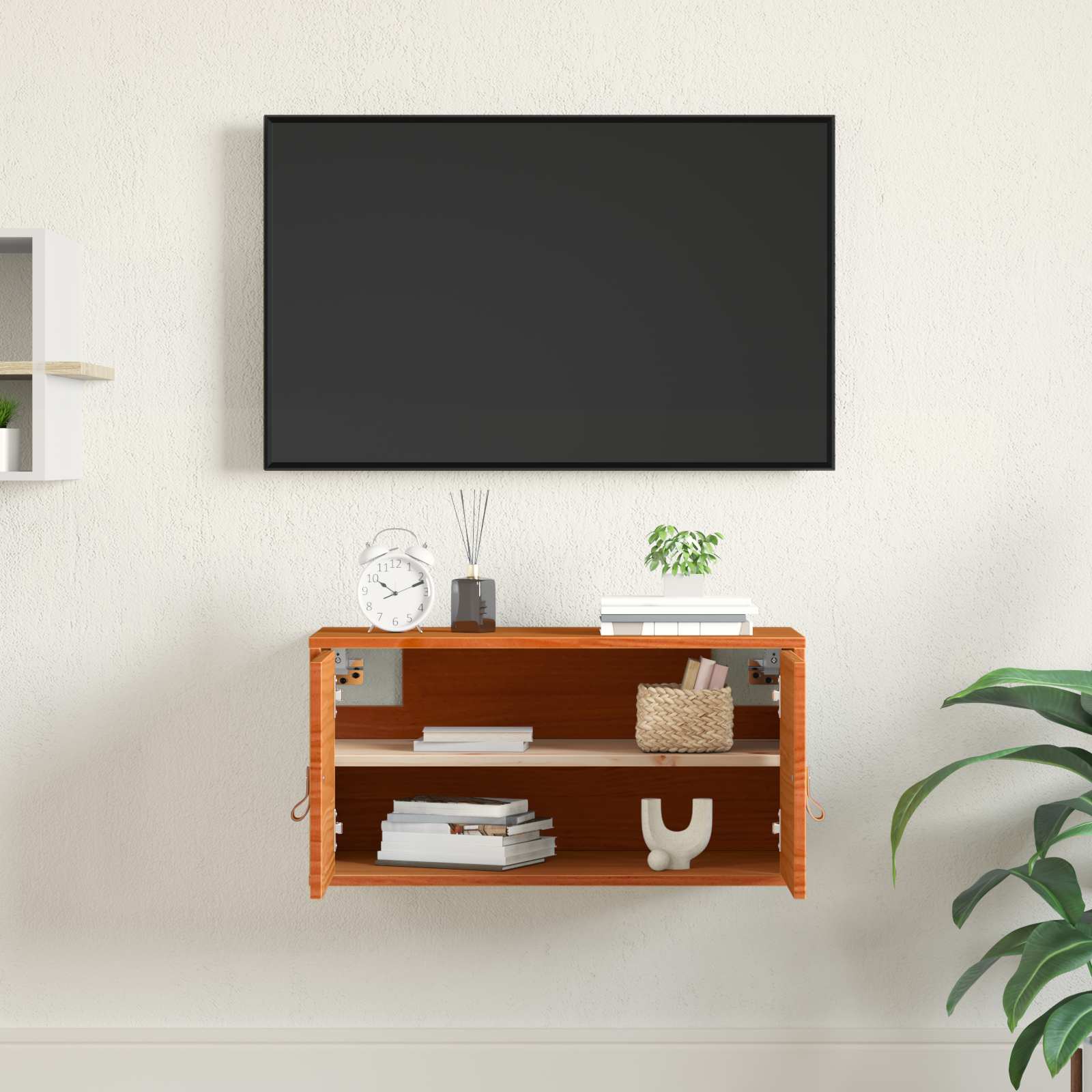 vidaXL Wall Cabinet Wax Brown 60 x 30 x 30 cm Solid Pine Wood 5