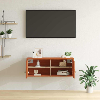 vidaXL Wall Cabinet Wax Brown 80 x 30 x 30 cm Solid Pine Wood 5