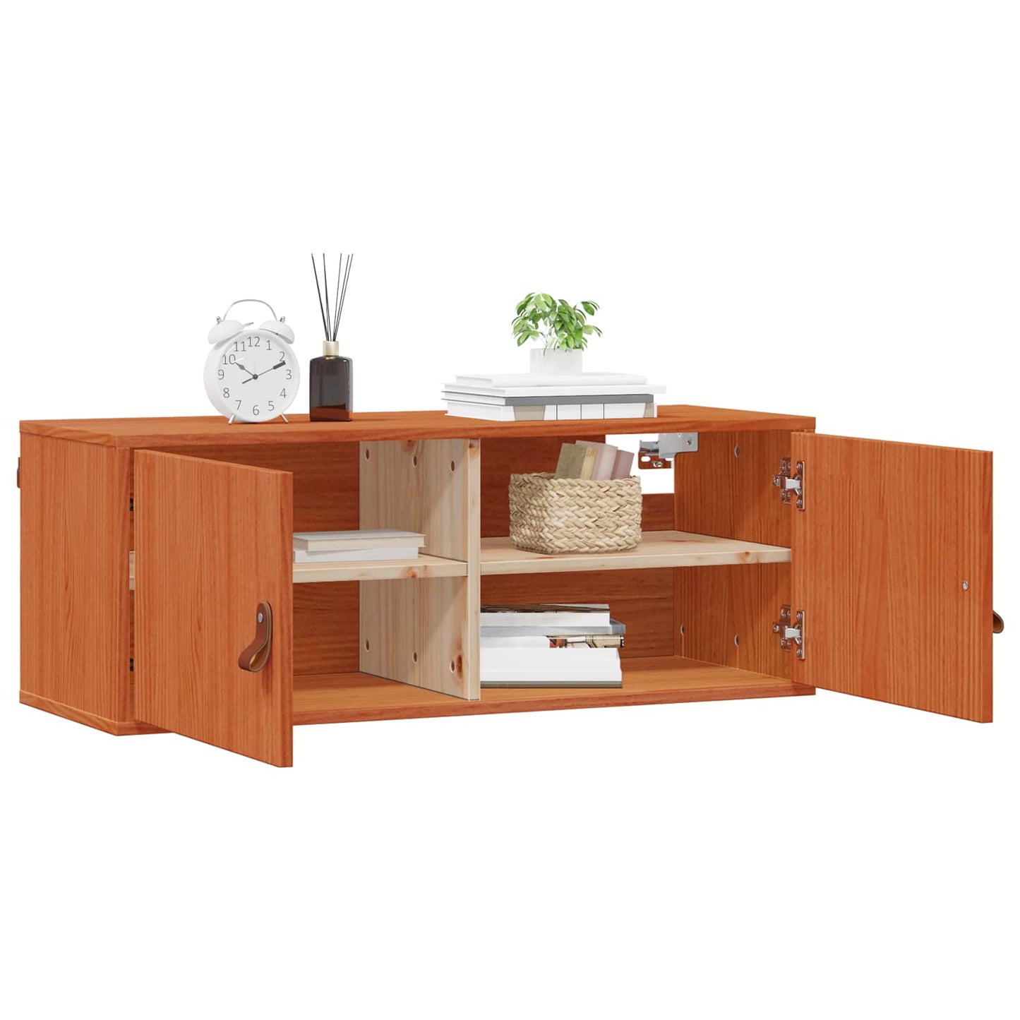 vidaXL Wall Cabinet Wax Brown 80 x 30 x 30 cm Solid Pine Wood 3