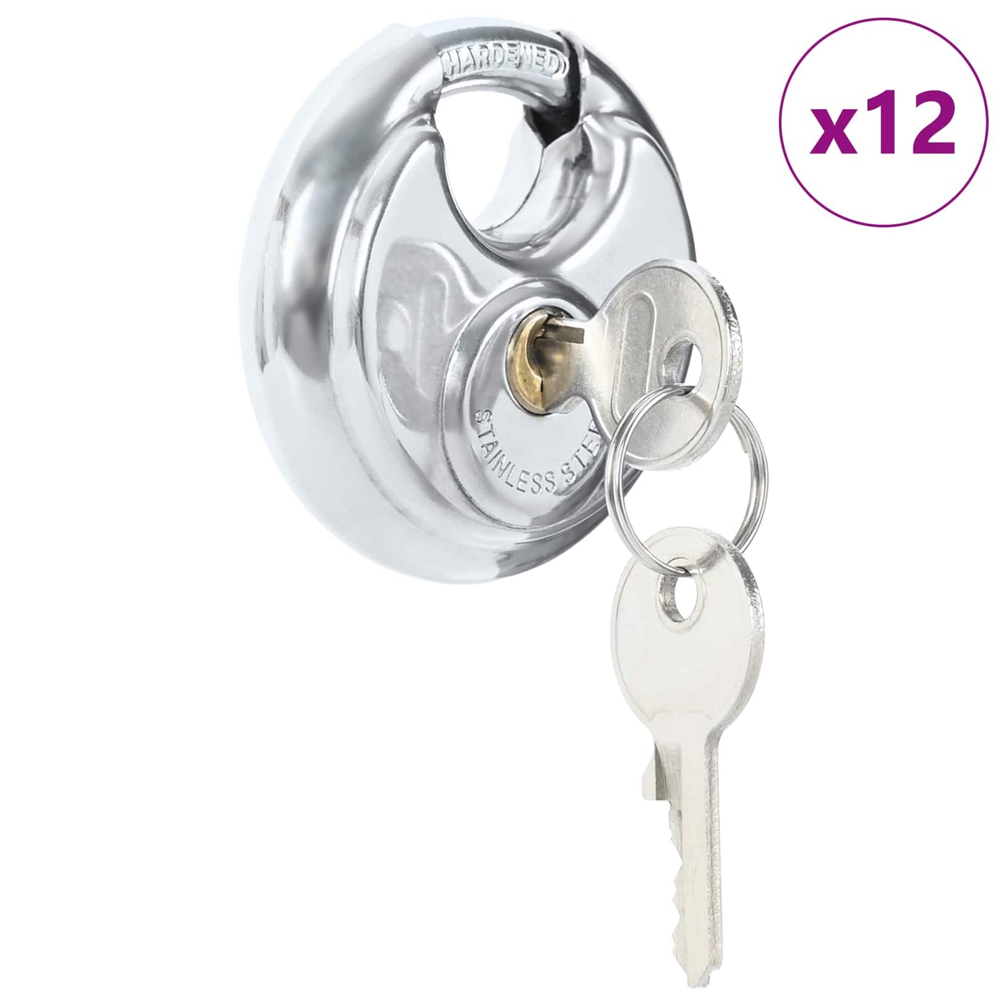 vidaXL Discus Locks with Keys 12 pcs Silver 8 x 2.8 x 8 cm 3