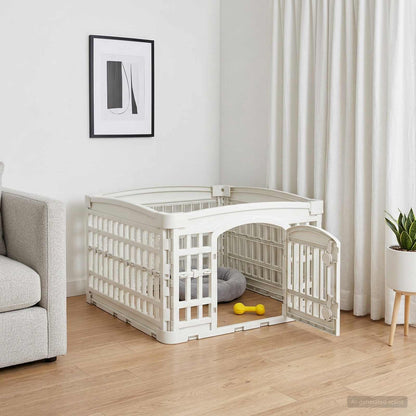 4 Panel Dog Playpen Plastic White Foldable without Base 60 cm 38 cm 60 cm